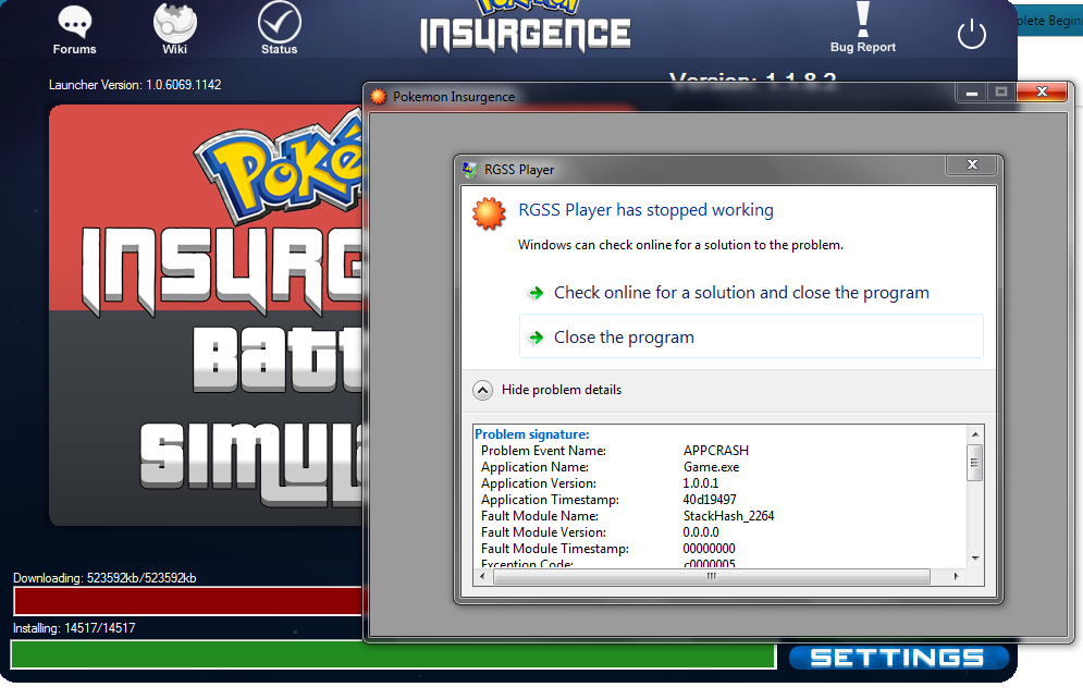 Game Crashing Instantly On Startup Questions The Pokemon Insurgence Forums