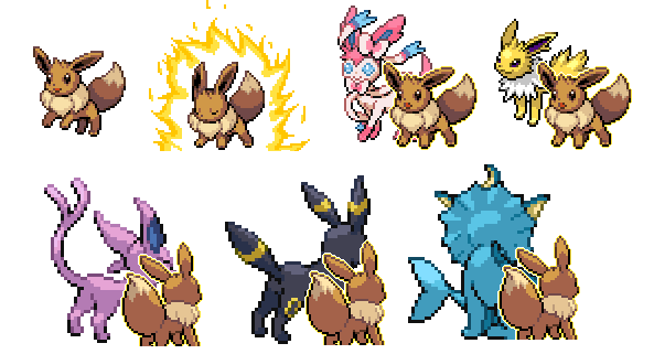 All Eevee Evolution Pokémon Sprites 